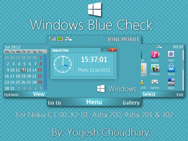Image showing mockup screenshots of Nokia phone screens running my themes.