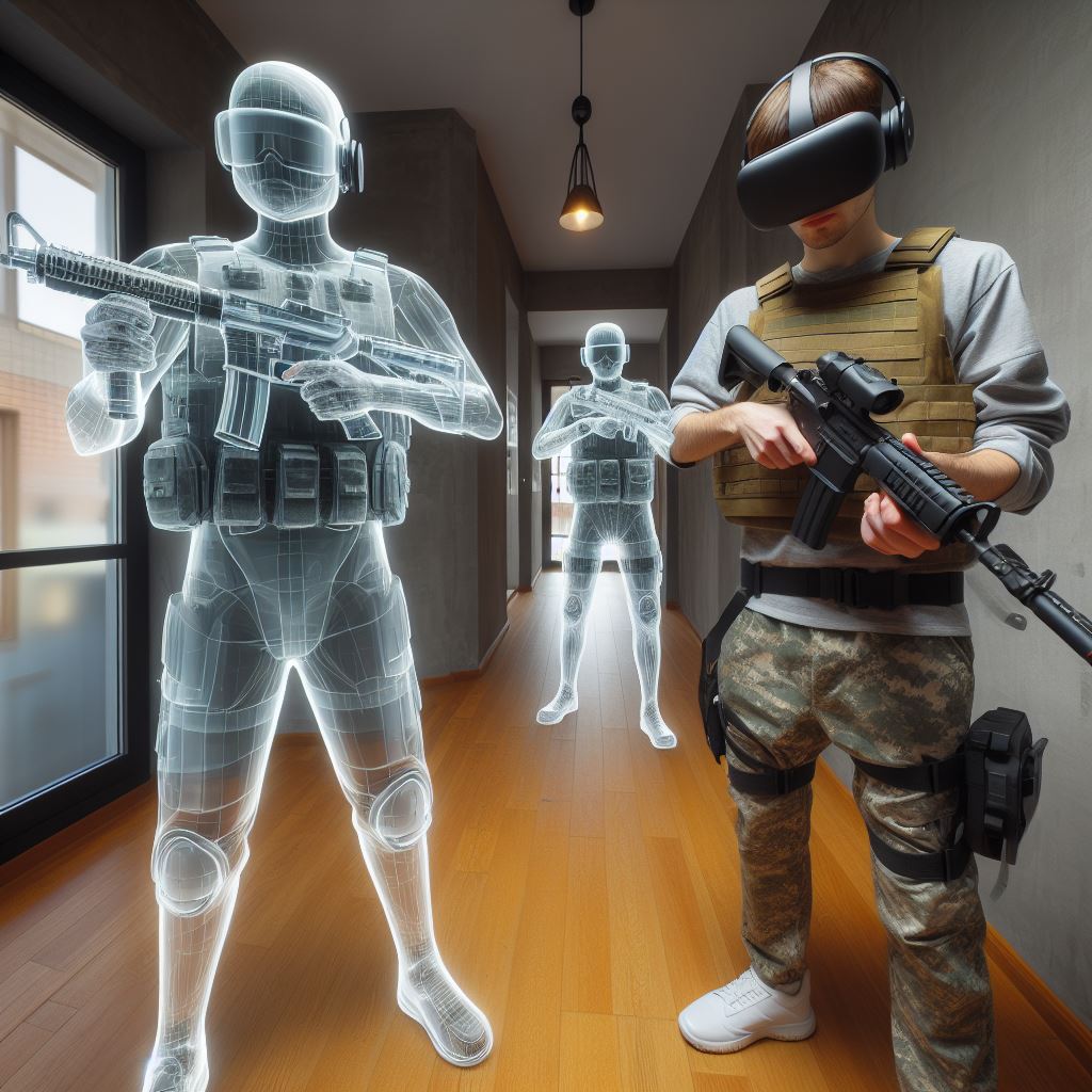 AI generated a person playing AR game.